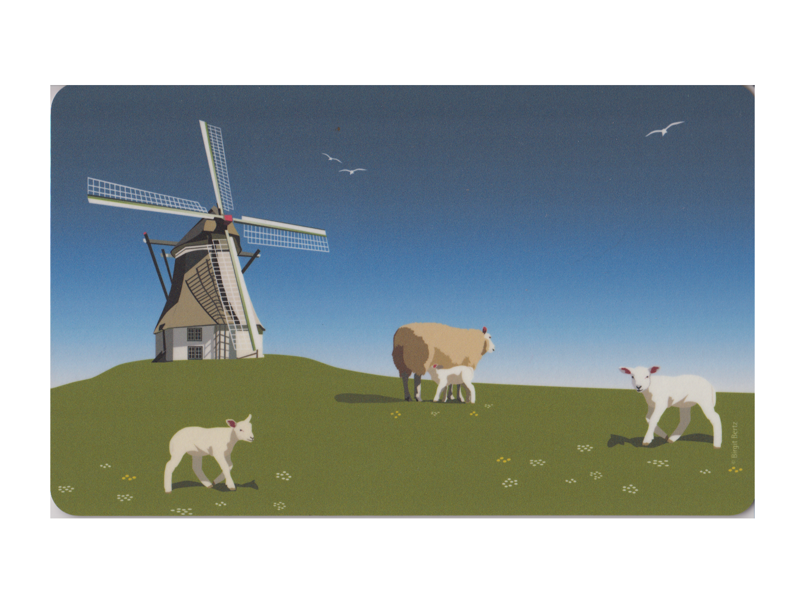 Bild von Frühstücksbrettchen Windmühle mit Schafen