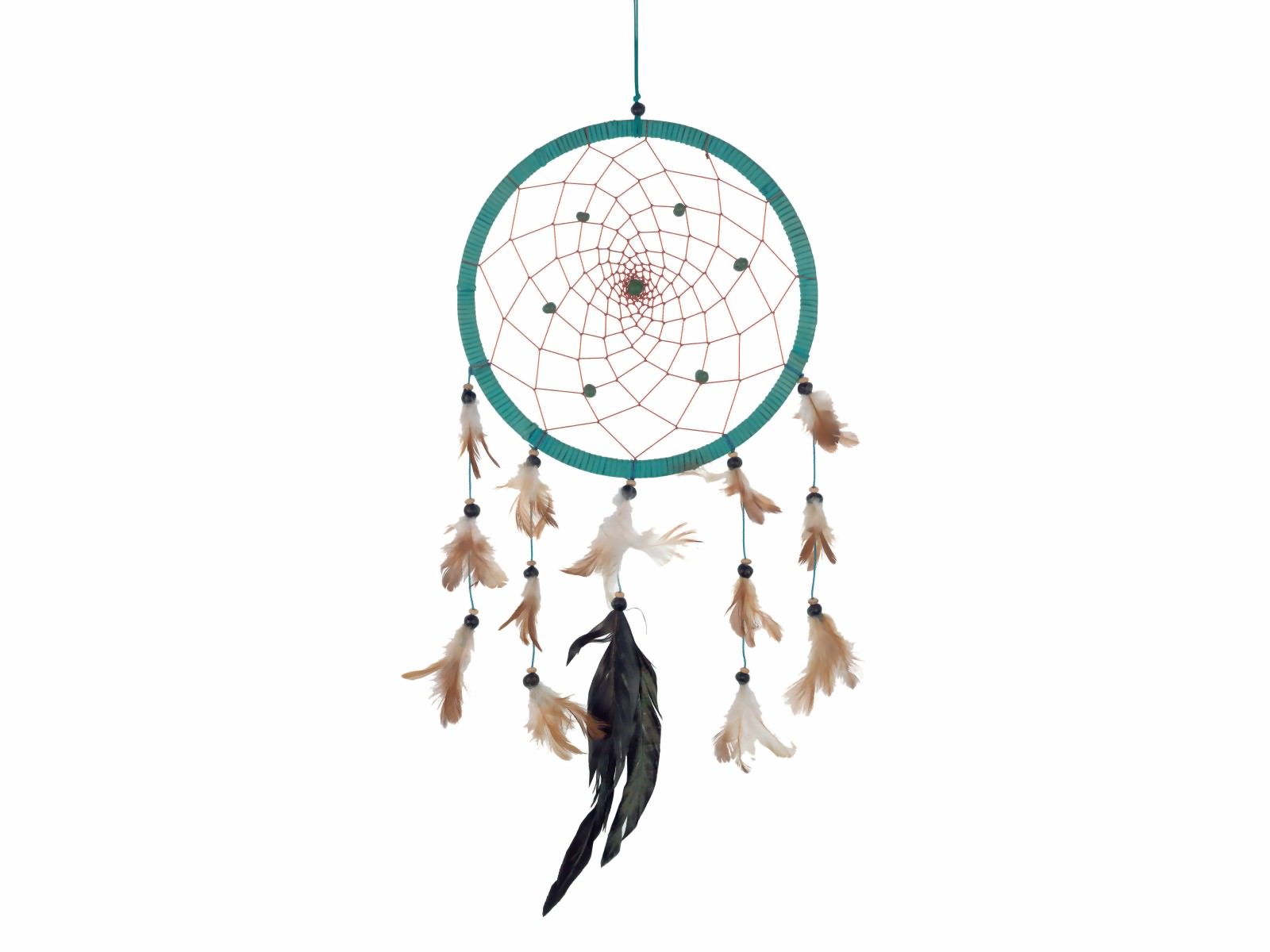 Bild von Dreamcatcher Leder türkis 12 cm