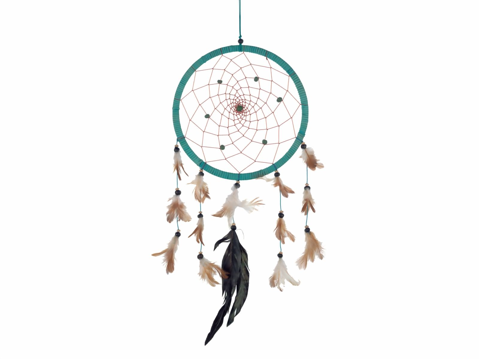 Bild von Dreamcatcher Leder türkis/blau 22 cm